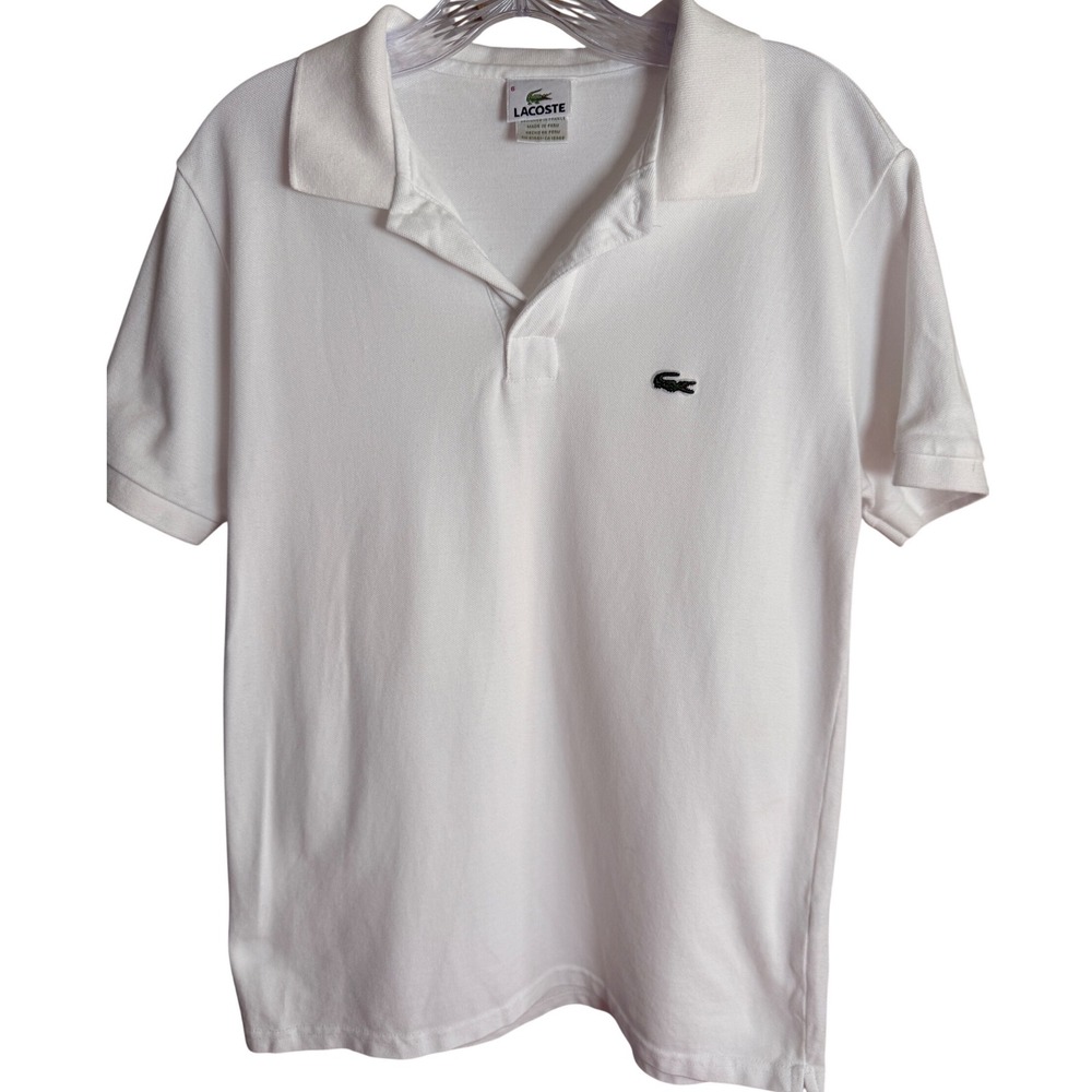 Lacoste Polo Shirt Womens 6 White 100% Cotton Classic Piqué Short Sleeve 5191L
